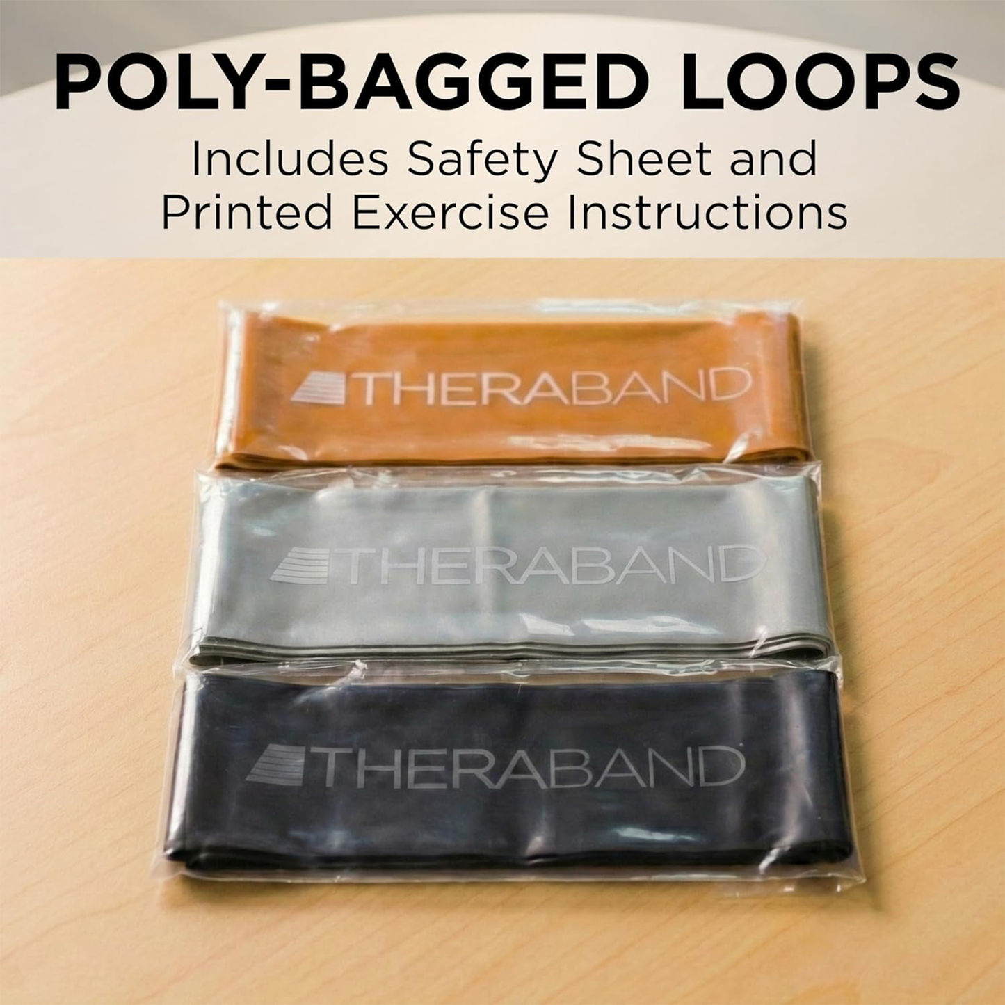 THERABAND 12” Multicolor Resistance Band Latex Loop - 3 Pack