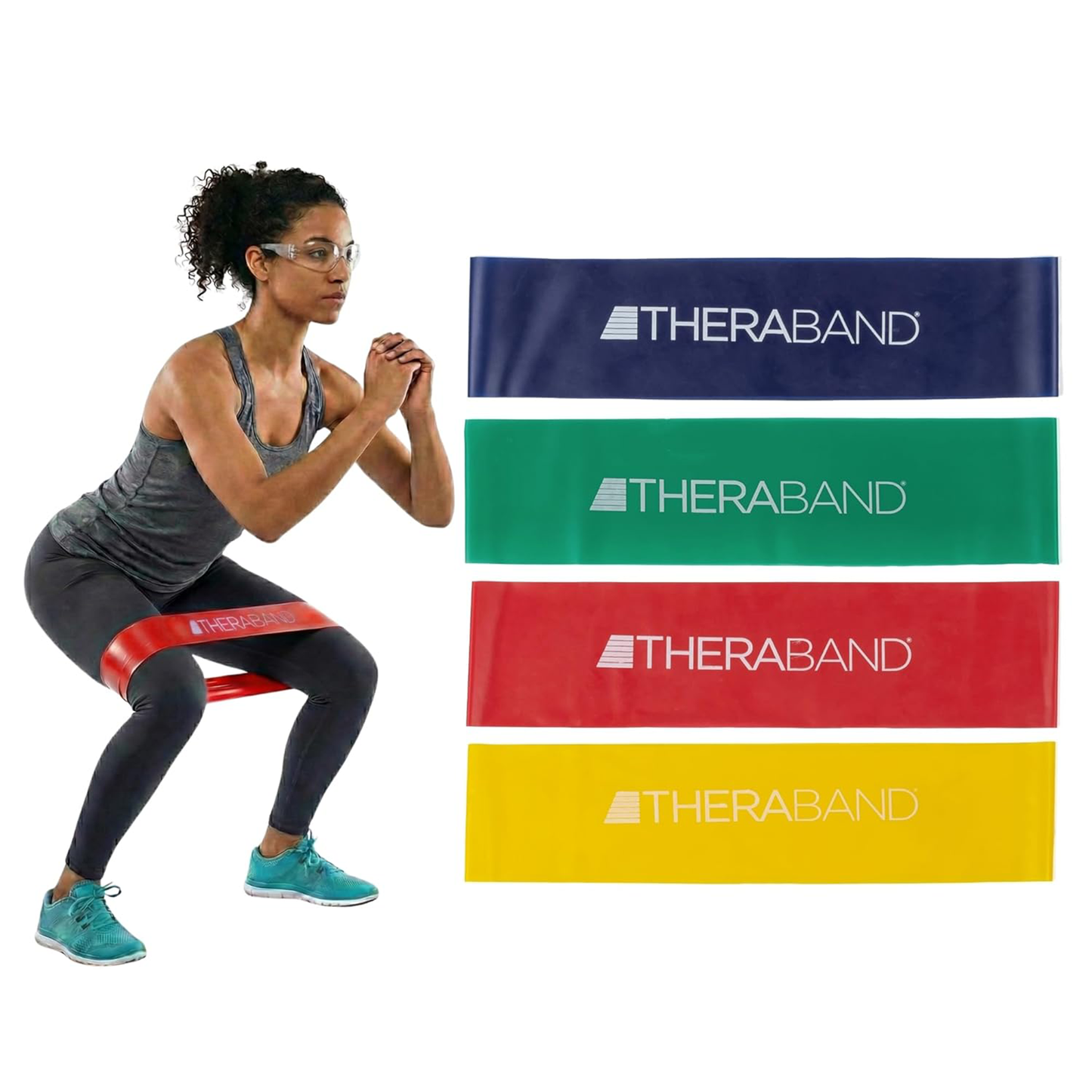 THERABAND 12” Multicolor Resistance Band Latex Loop - 4 Pack