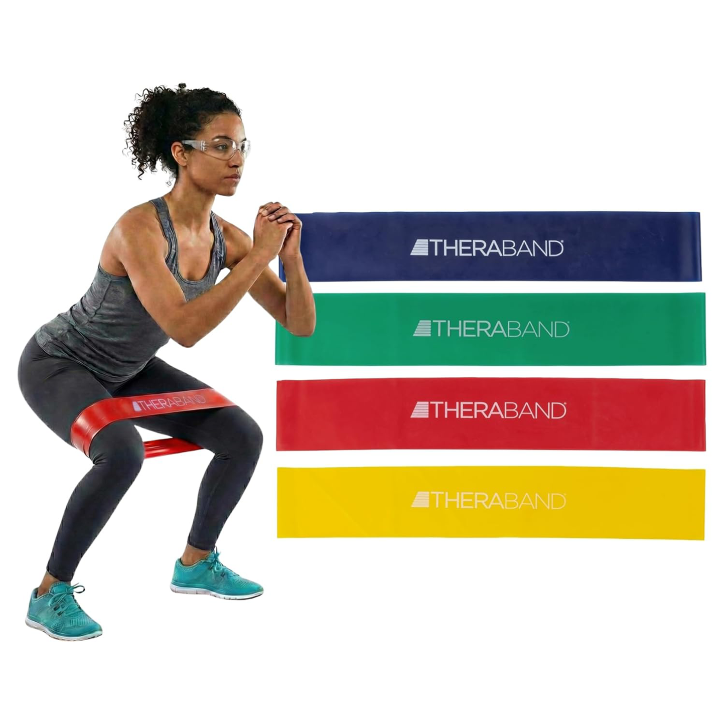 THERABAND 18” Multicolor Resistance Band Latex Loop - 4 Pack