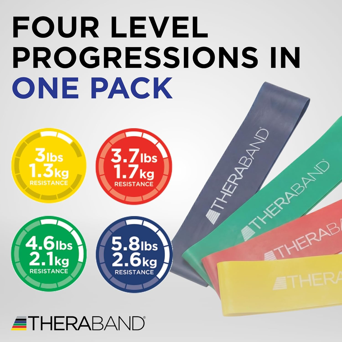 THERABAND 18” Multicolor Resistance Band Latex Loop - 4 Pack
