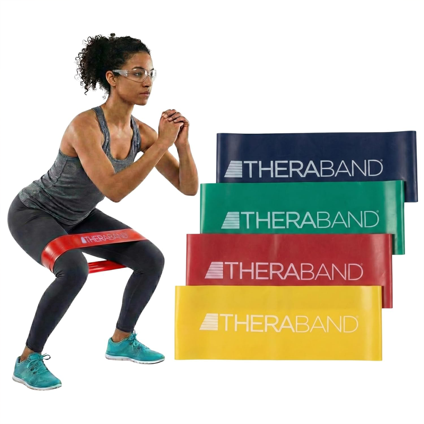 THERABAND 8" Multicolor Resistance Band Latex Loop - 4 Pack