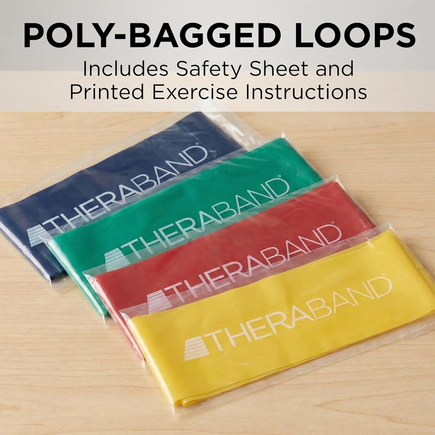 THERABAND 8" Multicolor Resistance Band Latex Loop - 4 Pack